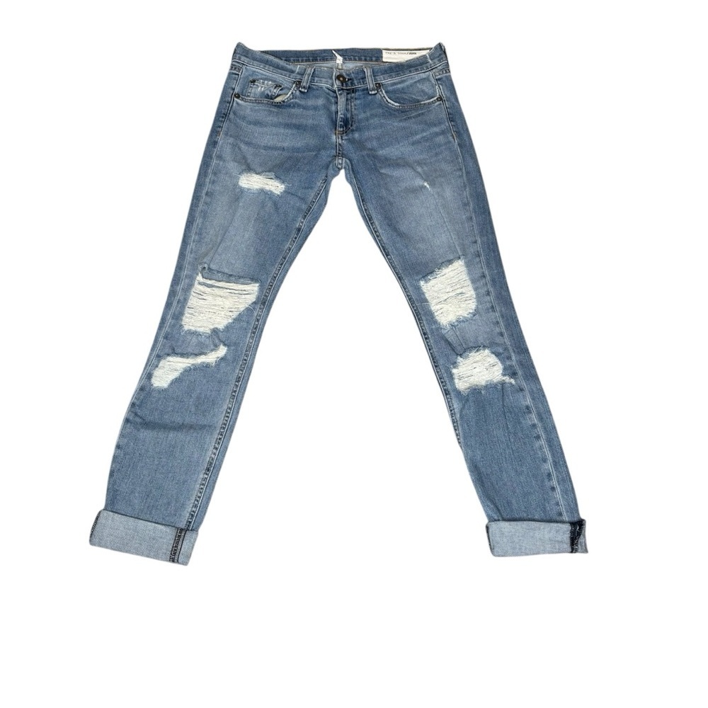 Rag & Bone Kingston Light Blue Distressed Cropped Jeans Size 25 - Picture 2 of 8